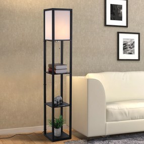 HOMCOM Prateleira alta de 3 níveis com lâmpada para sala de estar quarto Prateleiras modernas para prateleira de exposição em preto e branco da