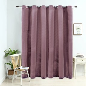 vidaXL Cortina blackout c/ argolas metal 290x245cm veludo rosa antigo