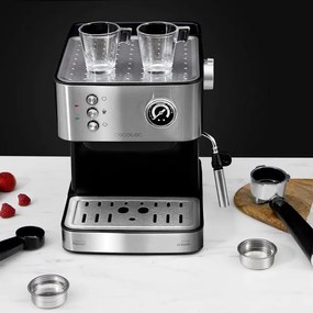 Máquina de café Cecotec Express Power Espresso 20 Profissional 850 W, 20 bares, manômetro, tanque de 1,5L, braço de saída duplo, vaporizador, superfíc