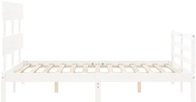 Estrutura de cama com cabeceira 120x200cm madeira maciça branco