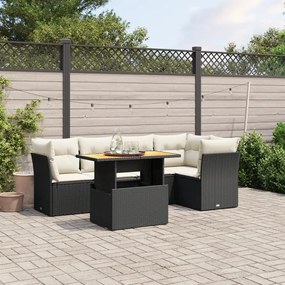 vidaXL 5 pcs conjunto sofás de jardim com almofadões vime PE preto