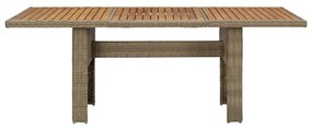 Mesa de jantar jardim 200x100x74 cm vime PE castanho