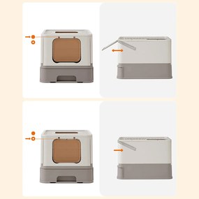 Caixa de areia para gatos com tampa Cinzento quente cor de aveia