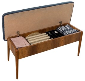 Banco Vina – Azul Escuro e Nogueira – 110 cm x 85 cm x 40 cm