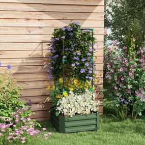 Floreira Grande com Treliça 61x61x140 cm  e Base Aberta para Plantas Trepadoras Verde