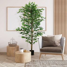 HOMCOM Planta Figueira Artificial com Tronco Realista 180 cm Planta Ar