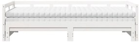Sofá-cama c/ gavetão e colchões 80x200 cm pinho maciço branco