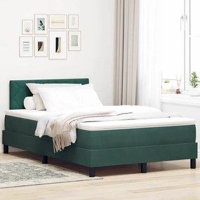 vidaXL Cama Box Spring LED Verde Escuro 120 x 190 cm Veludo