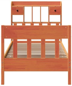 Cama sem colchão 75x190 cm madeira de pinho maciça castanho-mel