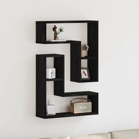 Estantes de Parede vidaXL 2 pcs Carvalho Preto 50x15x85 cm Madeira Regenerada