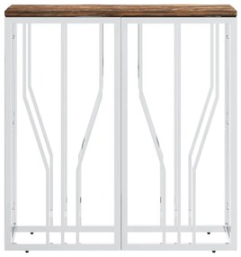 Mesa consola aço inoxidável/madeira recuperada maciça prateado