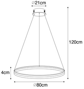 Luminária pendente tipo anel ouro 80 cm com LED e dimmer - ANELLO Design