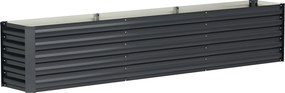 Outsunny Canteiro elevado em aço galvanizado com barras de suporte e placas de canto fundo aberto 240 x 40 x 45 cm cinza escuro | Aosom Portugal