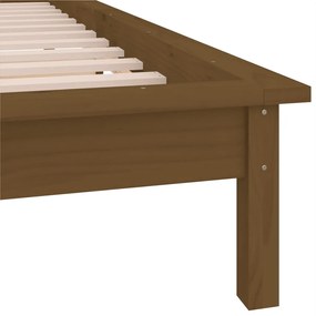 Estrutura de cama c/ LEDs 100x200cm madeira maciça castanho mel