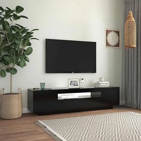 Móvel de TV com luzes LED 160x35x40 cm preto