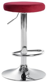 Banco de bar Ponte em veludo e com estrutura cromada 38,5 x 60-81 x 38,5 cm Vermelho