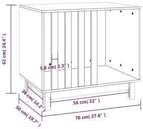 Casota para cães 70x50x62 cm madeira de pinho maciça branco