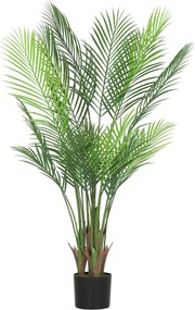 HOMCOM Planta artificial interior 120 cm, palmeira artificial com vaso plástico e flocado, verde | Aosom Portugal