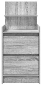 Mesa de cabeceira com 2 gavetas 38x34x80 cm sonoma cinzento