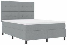 Cama Box Spring com Colchão Cinza Claro 160x200 cm Tecido
