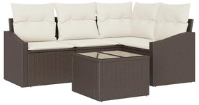 Conjunto de Jantar de Jardim com 5 Peças e Almofadas em Rattan Sintéti
