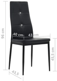 Conjunto de 2 Cadeiras de Jantar Vigo em Couro Artificial - Preto - De