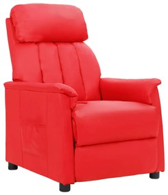 Cadeira reclinável couro artificial vermelho