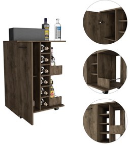 Móvel de bar Garrafeira Andorra com compartimento aberto, 82,1 cm a x 60 cm e x 37,7 cm p, Castanho