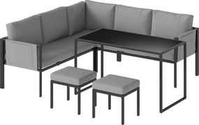 Outsunny Conjunto de Jardim Sofá de Canto Exterior 6 peças Almofadas 10 cm Mesa Alta e 2 Pufes Cinza | Aosom Portugal
