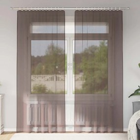 Cortinas de voile com bolsos para varão 2 pcs castanho