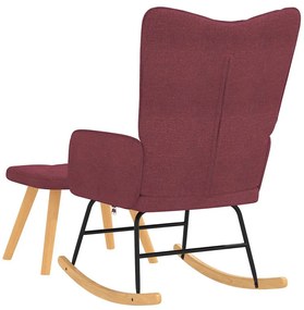 Cadeira de baloiço com banco tecido vermelho tinto