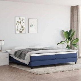 Estrutura de cama com molas 200x200 cm tecido azul