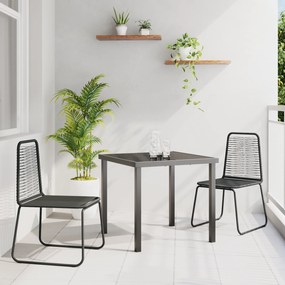 vidaXL Conjunto de Jantar de Jardim 3 Peças Preto de Rattan Poliéster