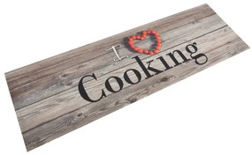 Tapete de cozinha lavável 60x180 cm veludo padrão cooking cinza