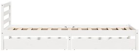 Cama sem colchão 100x200 cm madeira de pinho maciça branco