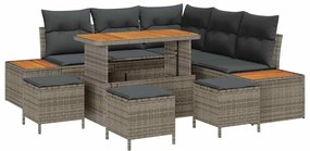 Conjunto de Sofá de Jardim vidaXL 9 Peças com Almofadas Rattan Polipro