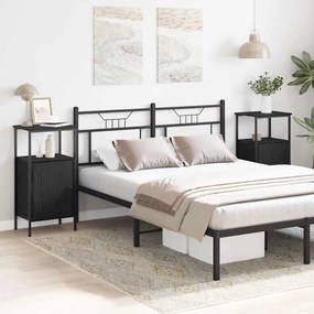 vidaXL Criados-mudos 2 pcs Madeira de Carvalho Preta 41x31x80 cm Madeira de Engenharia