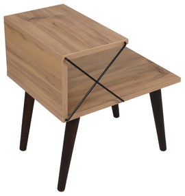 Mesa de Cabeceira "Cross" – Pinho e Faia - 50x40x55 cm – Design Modern