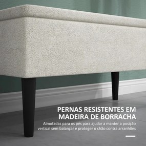 Banco Klaba com Baú em Tecido de 95cm - Bege - Design Moderno