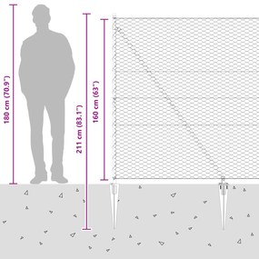 Cerca Hexagonal vidaXL Cinza 1,6x50 m Aço, Pilares de Cerca vidaXL com