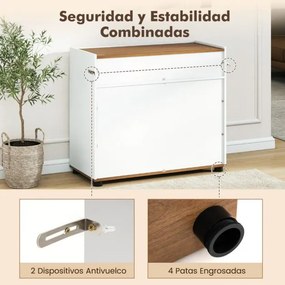 Aparador, armário de Cozinha 80 × 35 × 70 cm com arrumação em madeira com 1 gaveta e 2 portas Credenza estilo moderno rústico Branco