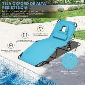 Espreguiçadeira dobrável com 3 almofadas amovíveis e encosto ajustável em 5 posições Espreguiçadeira de jardim exterior para terraço de piscina Turque
