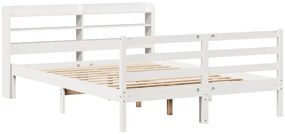 Estrutura de cama c/ cabeceira 150x200 cm pinho maciço branco