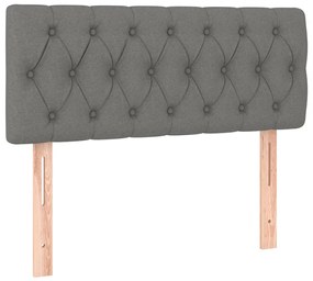 Cama box spring c/ colchão e LED 90x190 cm tecido cinza-escuro