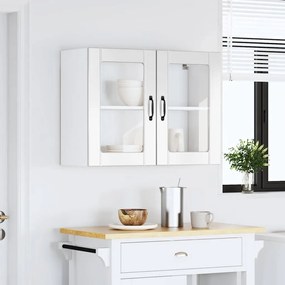 Armário parede de cozinha porta vidro Lucca branco brilhante