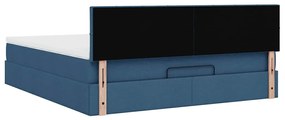 Estrutura de cama otomana com colchão 160x200 cm tecido azul