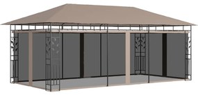 vidaXL Gazebo c/ rede mosquiteira 6x3x2,73m 180 g/m² cinza-acastanhado