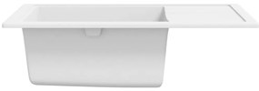 Lava-louça cozinha orifício extravasamento oval granito branco
