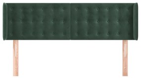 Cabeceira de cama c/ abas tecido 147x16x78/88cm verde-escuro