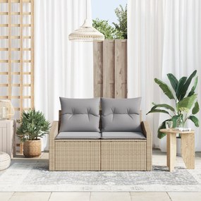 Sofá de Jardim de 2 Lugares com Armazenamento e Almofadas Bege em Ratt